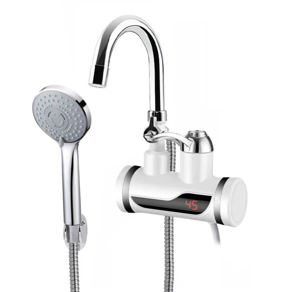 Instant water heater with shower, wall mounted